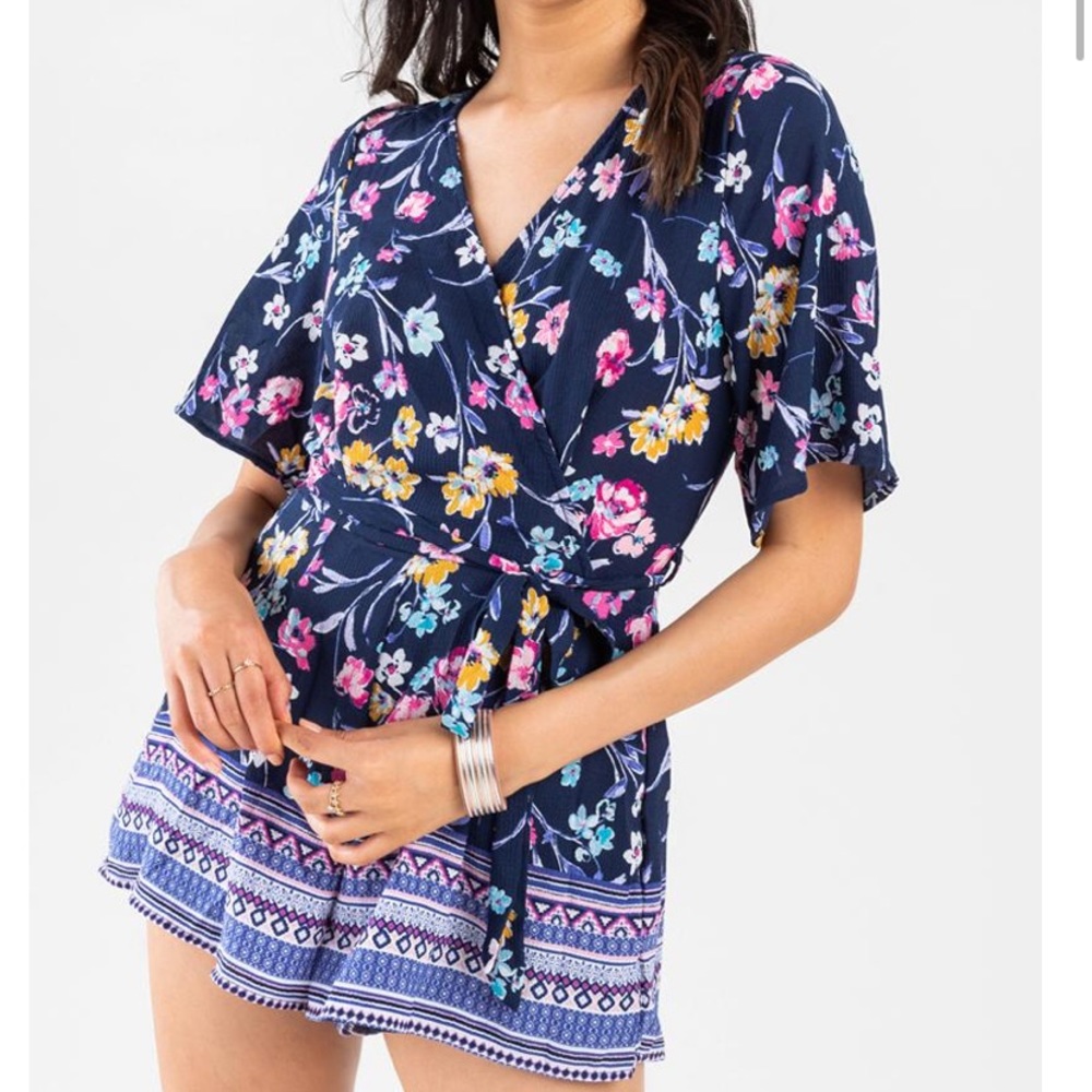NWT Navy Blue Floral Romper XS